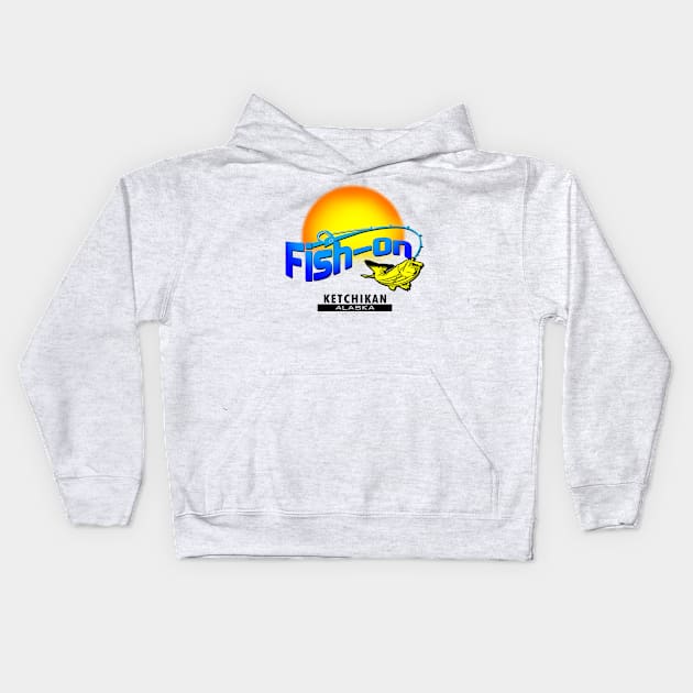 Fish On Ketchikan Kids Hoodie by dejava